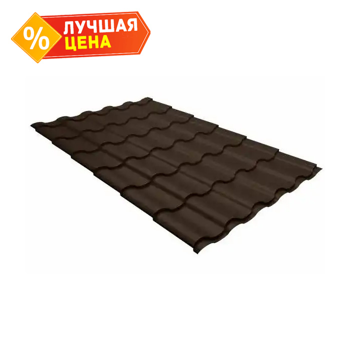 Металлочерепица Grand Line Kredo (Кредо) 0,5 PurPro Matt RR 32 Темно-коричневый