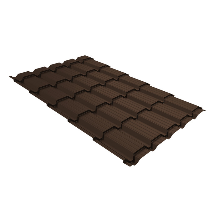 Металлочерепица Grand Line Верховье Quadro profi (Квадро Профи) 0,5 PurPro RAL 8017 шоколад